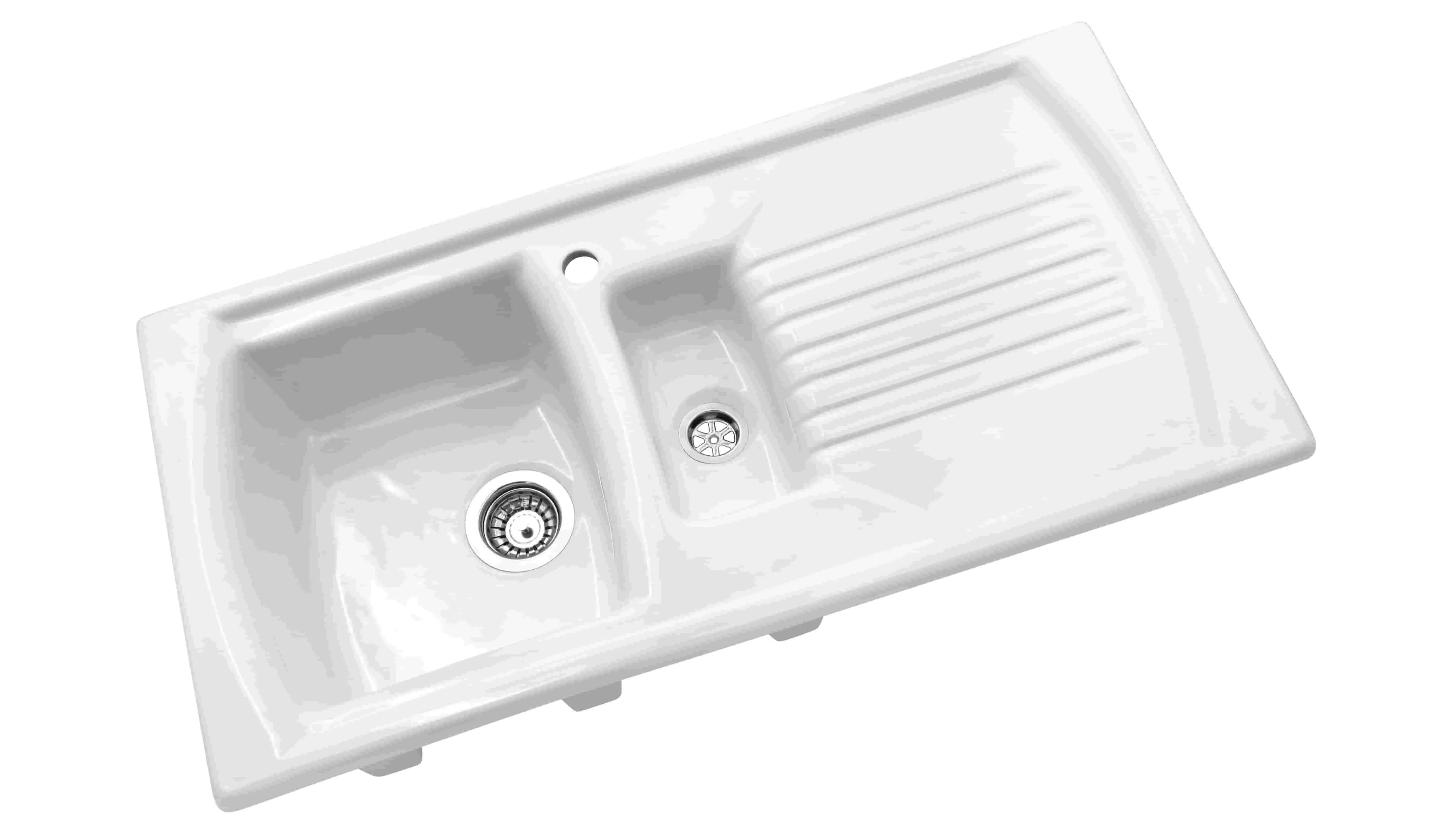 Lusitano 1.5 bowl white ceramic sink farmhouse style